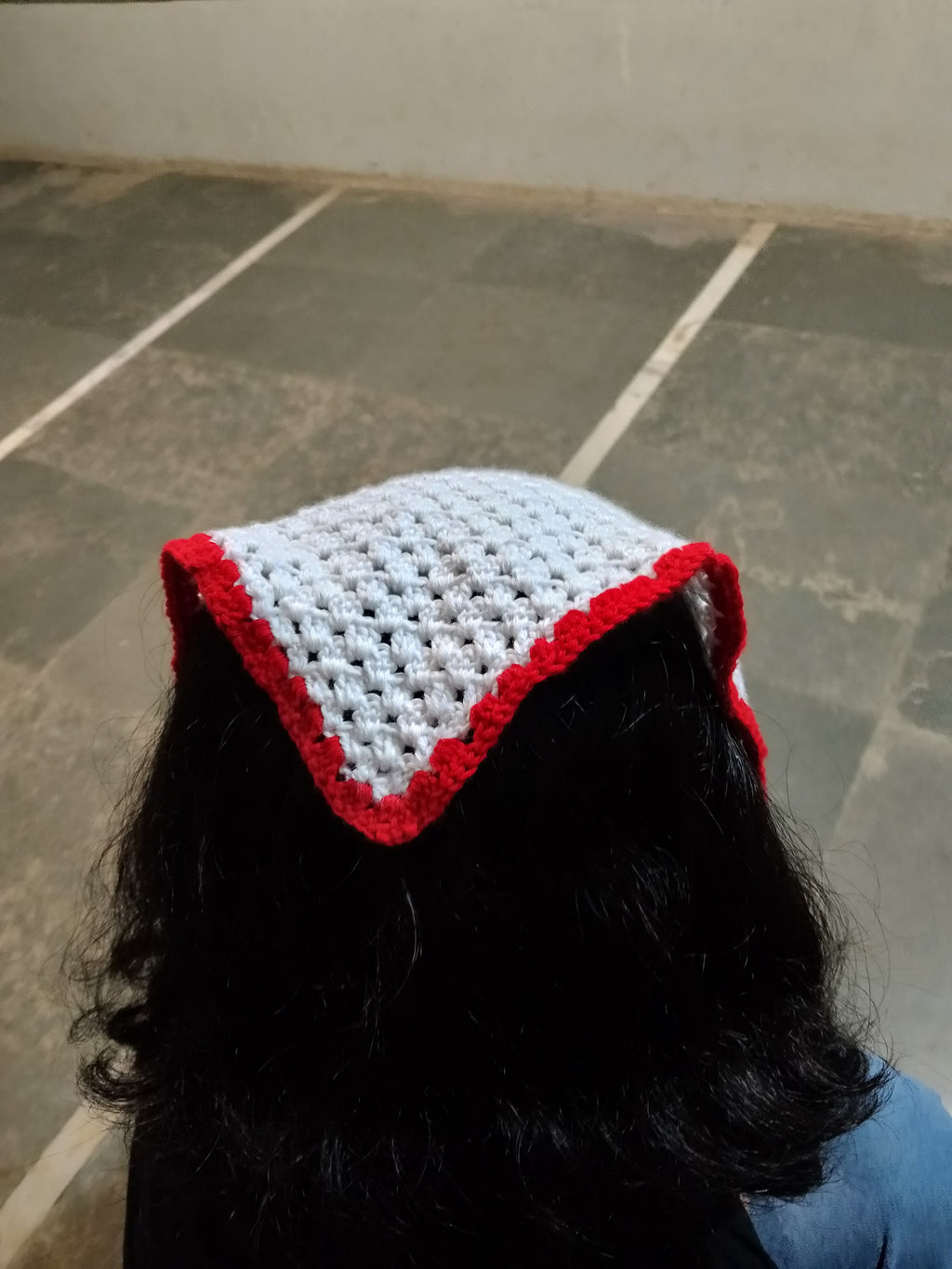White (red bordered) bandana