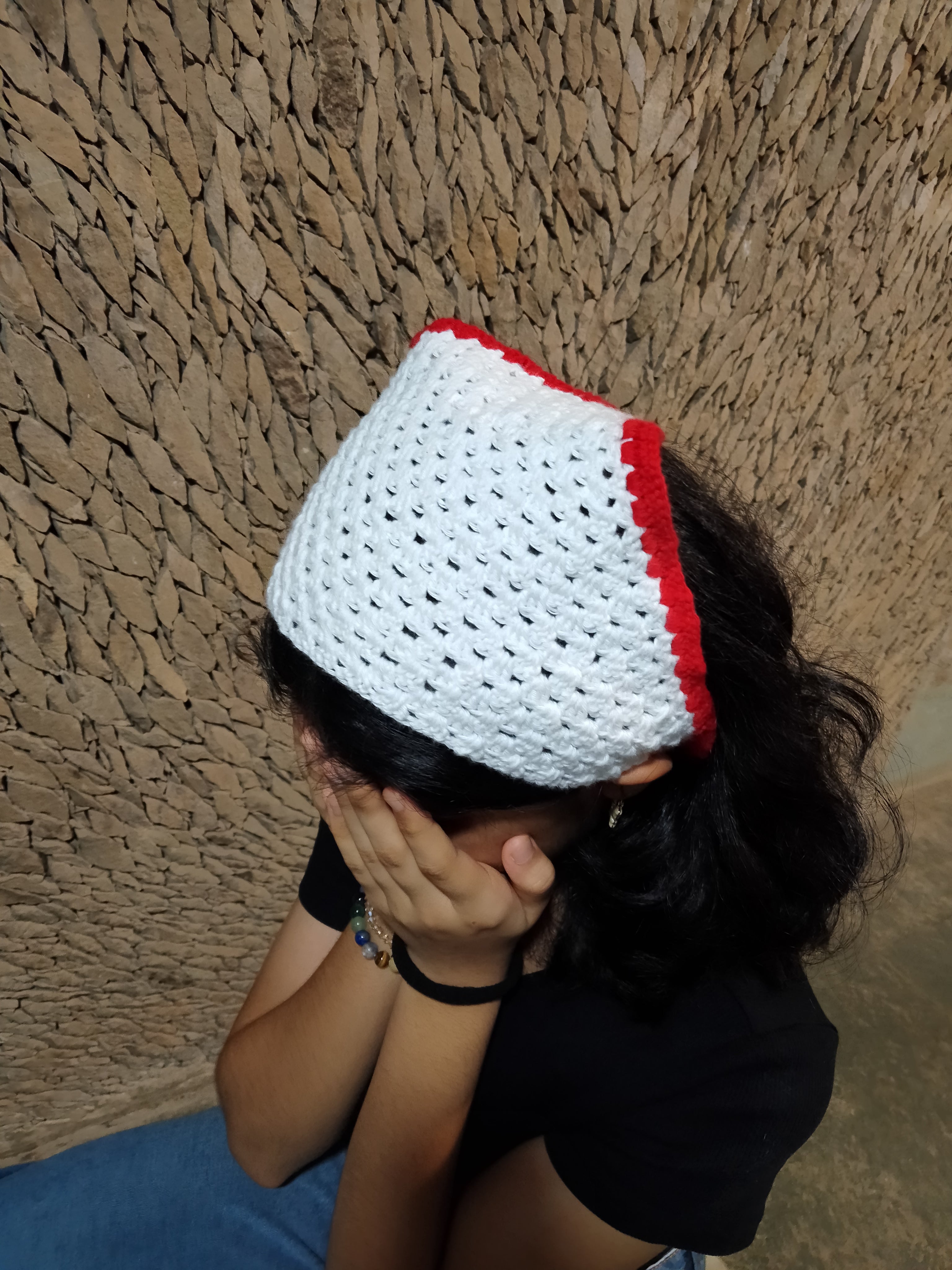 White (red bordered) bandana