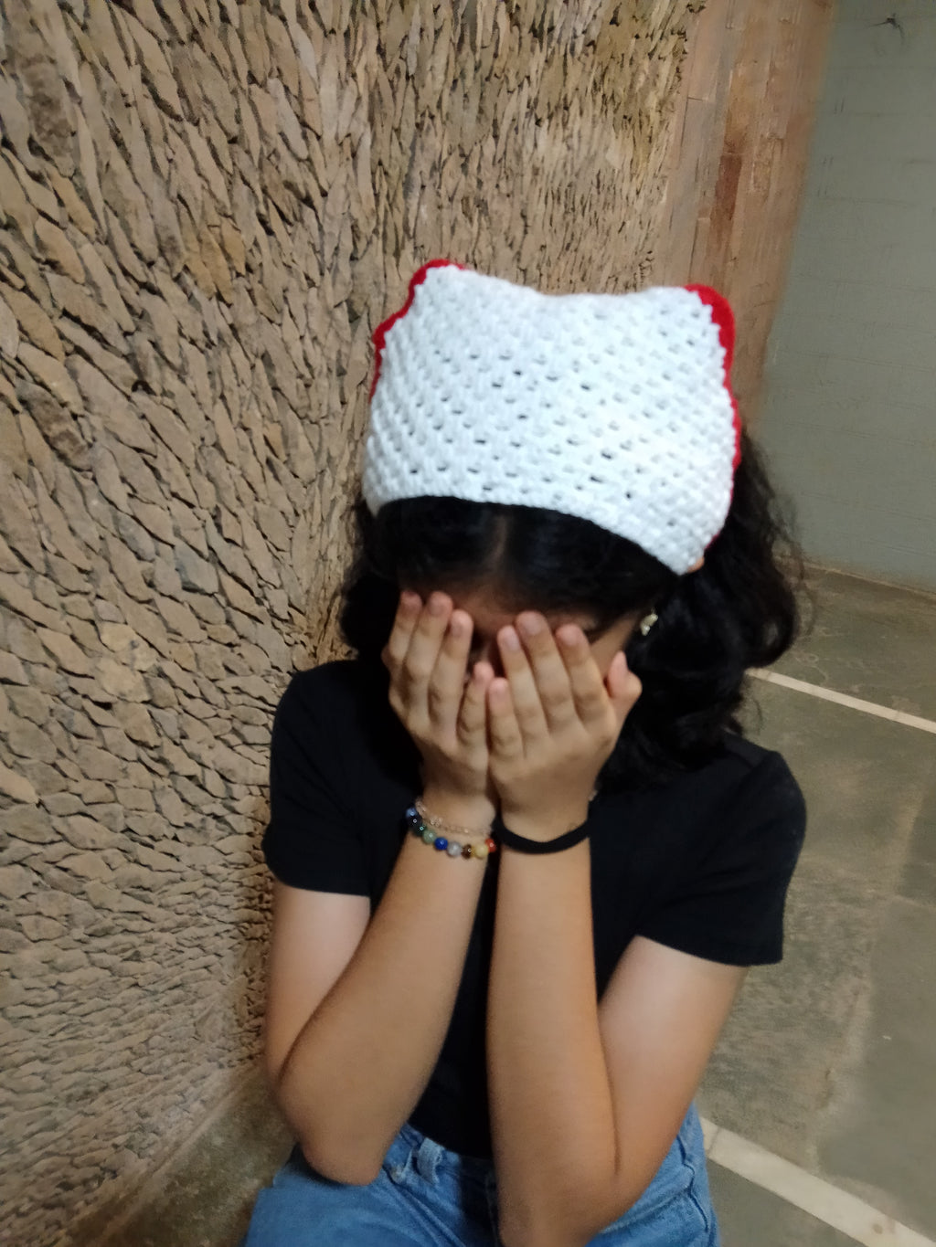 White (red bordered) bandana