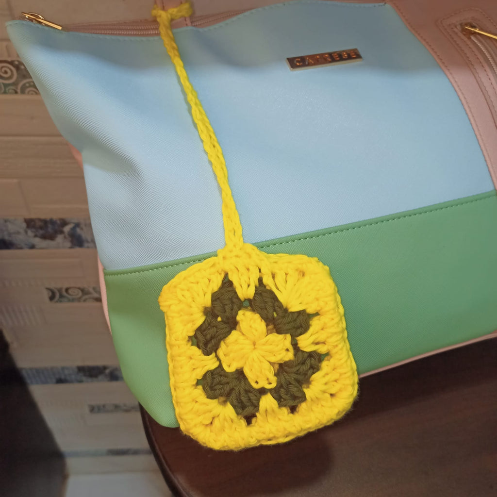 Granny square bag pouch charm