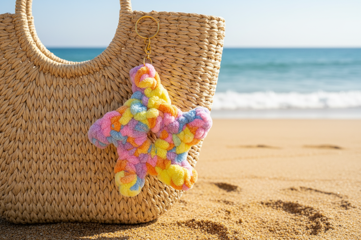 Multicolor Twirling Starfish Keychain Lifestyle Shot