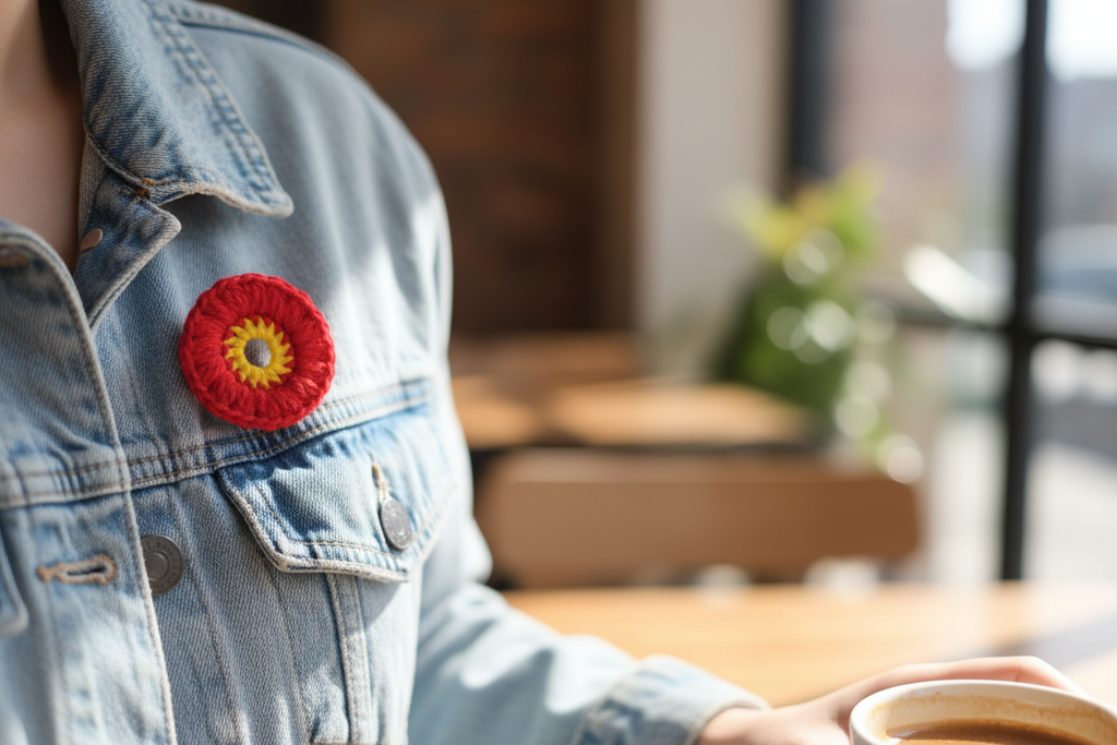 Red Flower Button Accessory Lifestyle Shot