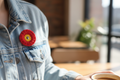 Red Flower Button Accessory Lifestyle Shot