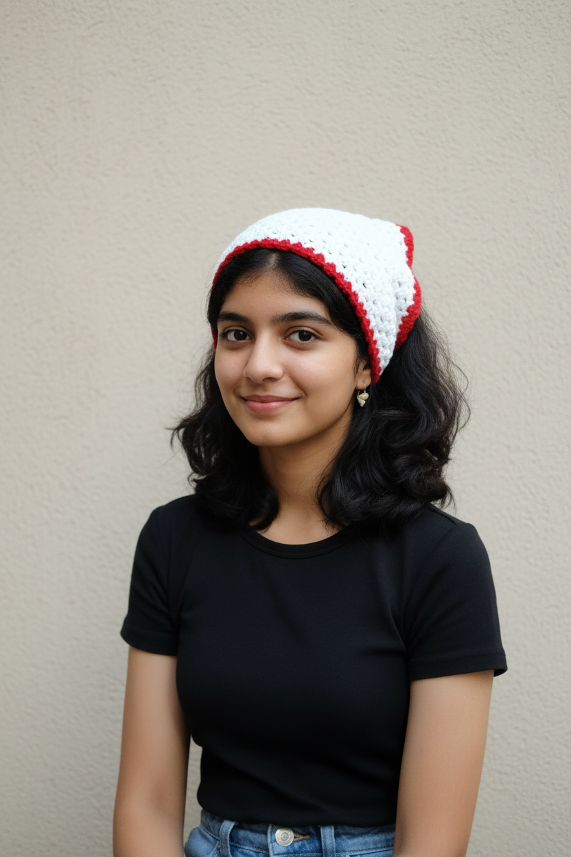 White Red Bordered Bandana