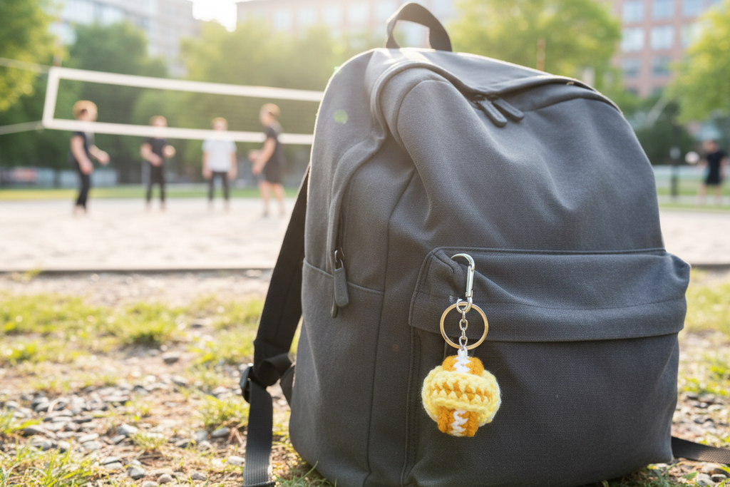 Yellow Volleyball Keychain Lifestyle Shot
